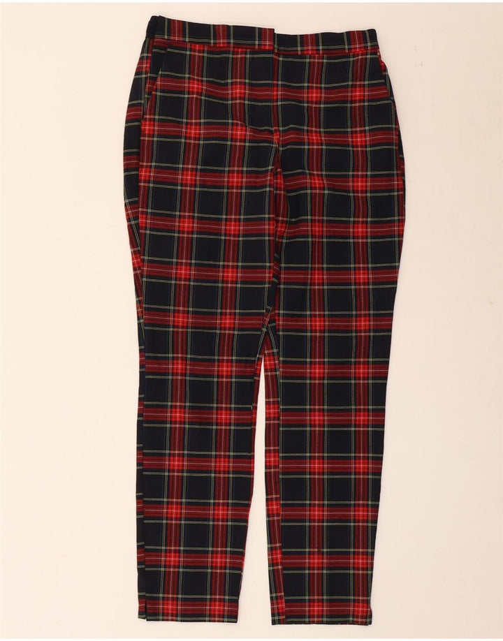 ZARA Mujer Pantalón Chino Recto Mediano W28 L27 Cuadros Negro Poliéster