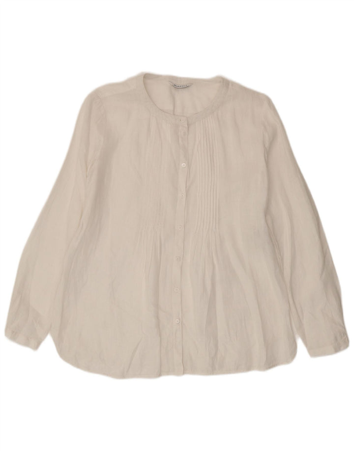 Marella Blusa camisera extragrande para mujer UK 10 Small White Linen