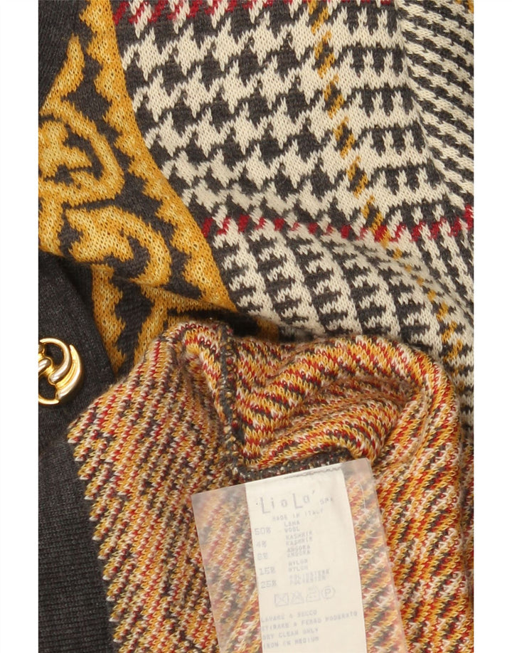 Liola - Cárdigan para mujer, talla 40, talla mediana, lana de pata de gallo multicolor