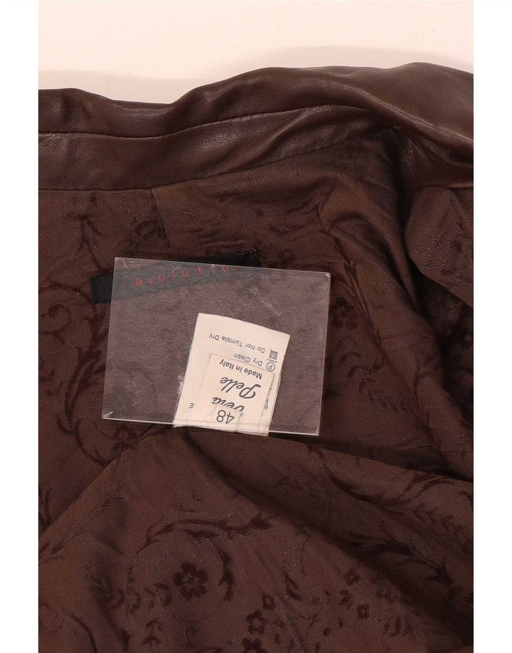 Chaqueta tipo blazer de piel con 3 botones para mujer Evolution IT 48 XL Marrón Colorblock