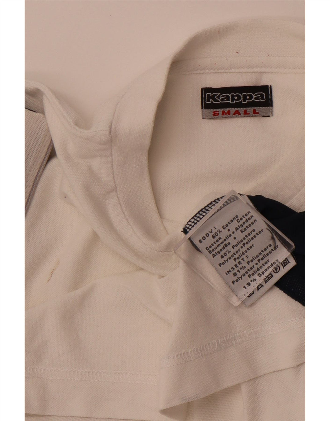 KAPPA Hombre Camiseta Top Small Blanco Colorblock Algodón Deportes