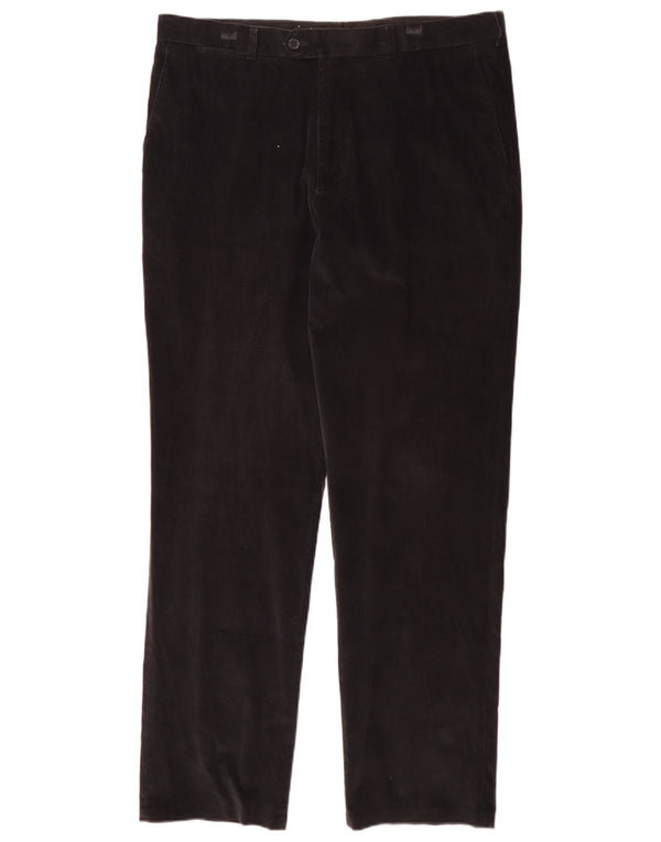 Vintage hombres pantalones de pana recta IT 48 Medio W36 L34 Algodón Negro