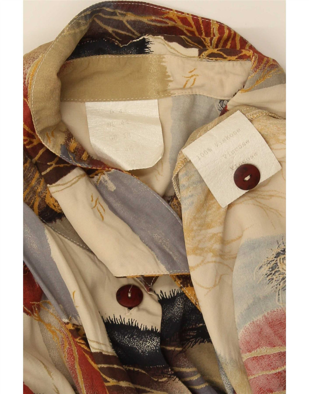 Vintage mujer camisa blusa Reino Unido 18 XL multicolor patchwork viscosa