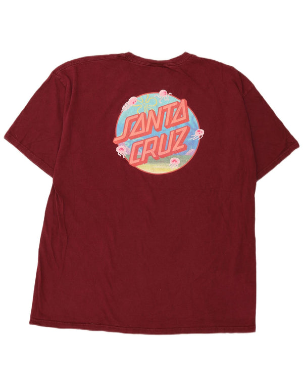 Santa Cruz Camiseta gráfica para hombre Top grande de algodón a rayas burdeos