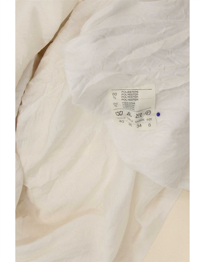 Vintage mujer gabardina Reino Unido 8 pequeño poliéster blanco apagado