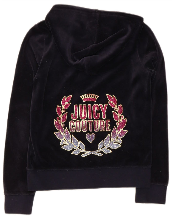 JUICY COUTURE Suéter con capucha y cremallera para niña 9-10 años Azul marino Algodón