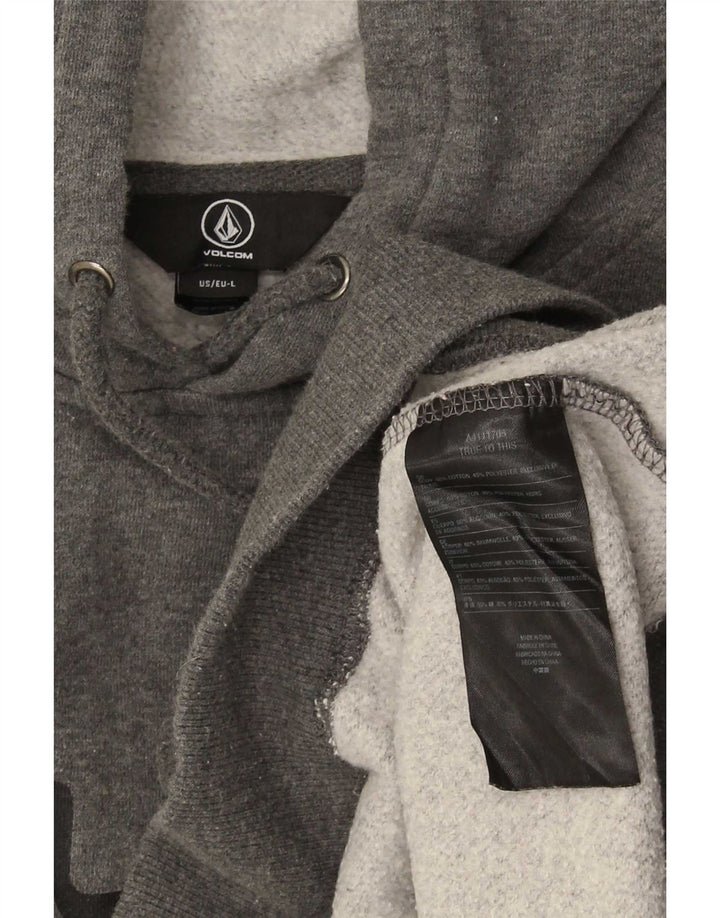 Volcom Sudadera con capucha gráfica para hombre, talla grande, algodón gris