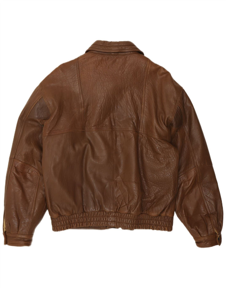 Chaqueta de cuero vintage para hombre IT 52 XL cuero marrón