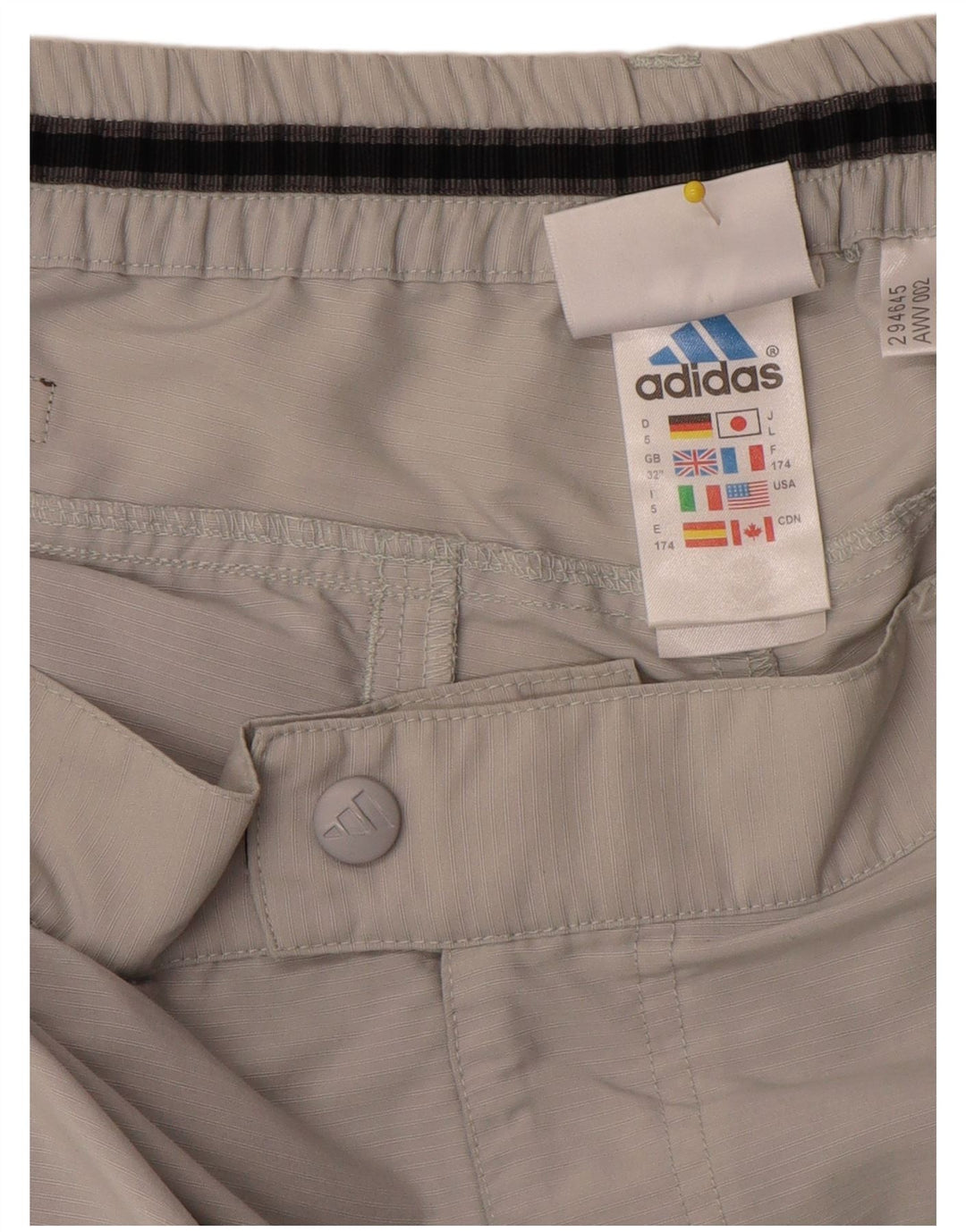 Pantalón Capri Hombre Adidas W32 L21 Poliamida Gris