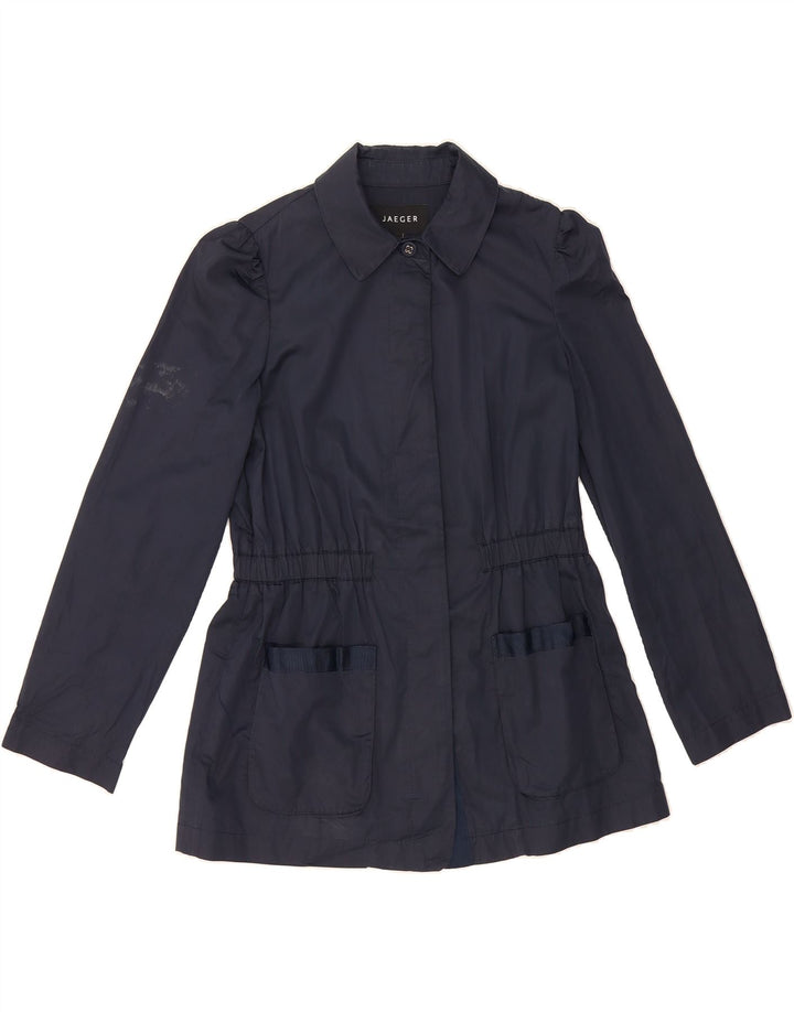 JAEGER Womens Utility Jacket UK 10 Small  Navy Blue Cotton Vintage Jaeger and Second-Hand Jaeger from Messina Hembry 