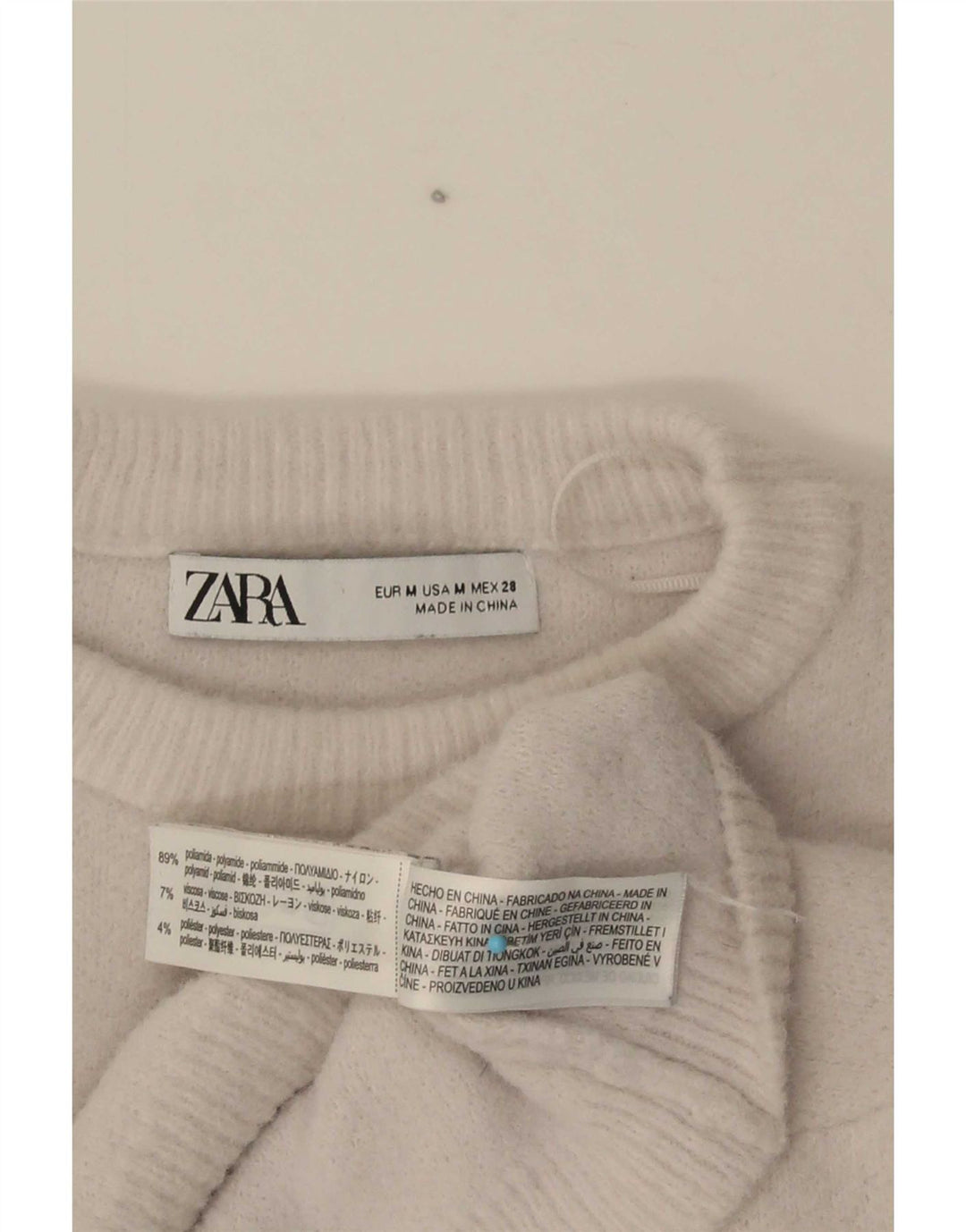 Zara Mujer Crop Jersey De Cuello Redondo De Gran Tamaño UK 44 Gris Medio