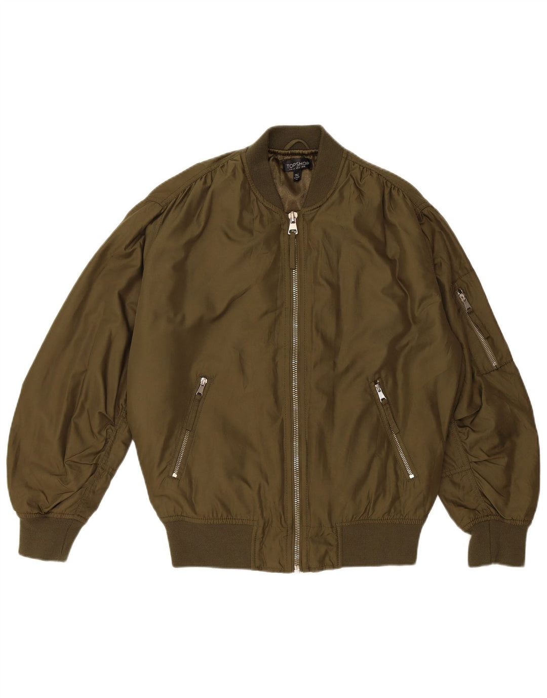 TOPSHOP Womens Oversized Bomber Jacket UK 6 XS Green Polyester