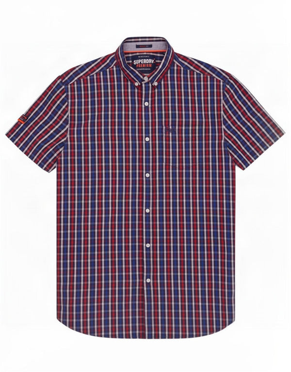 Superdry Camisa Regular Fit De Manga Corta De Algodón A Cuadros En Azul Medio