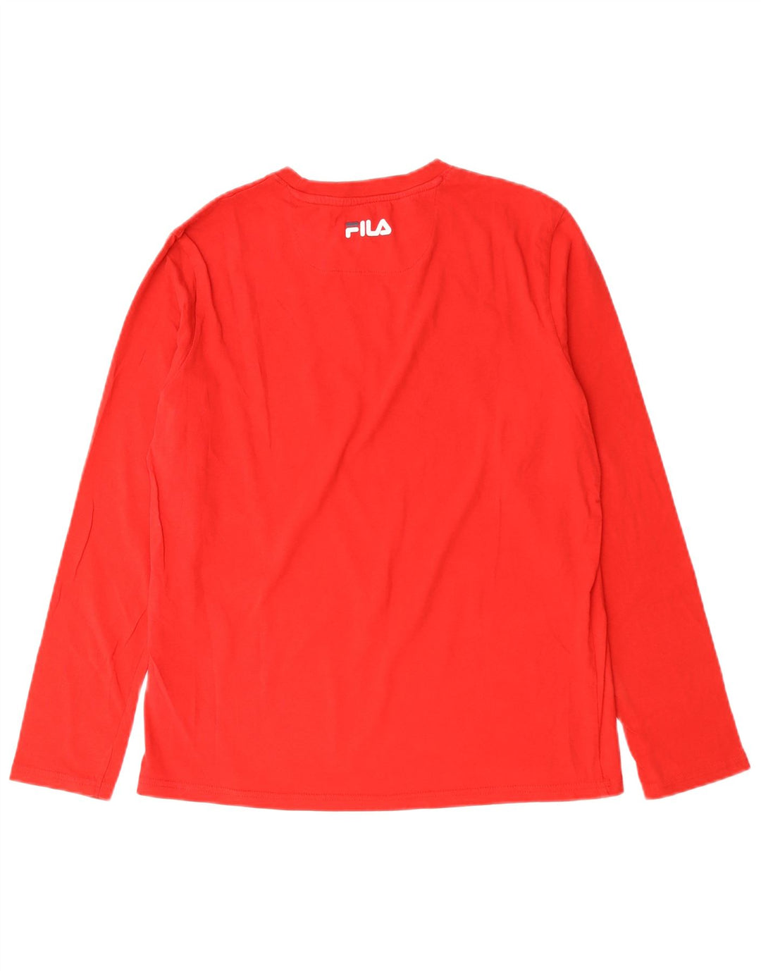 FILA Mens Graphic Top manga larga algodón rojo medio