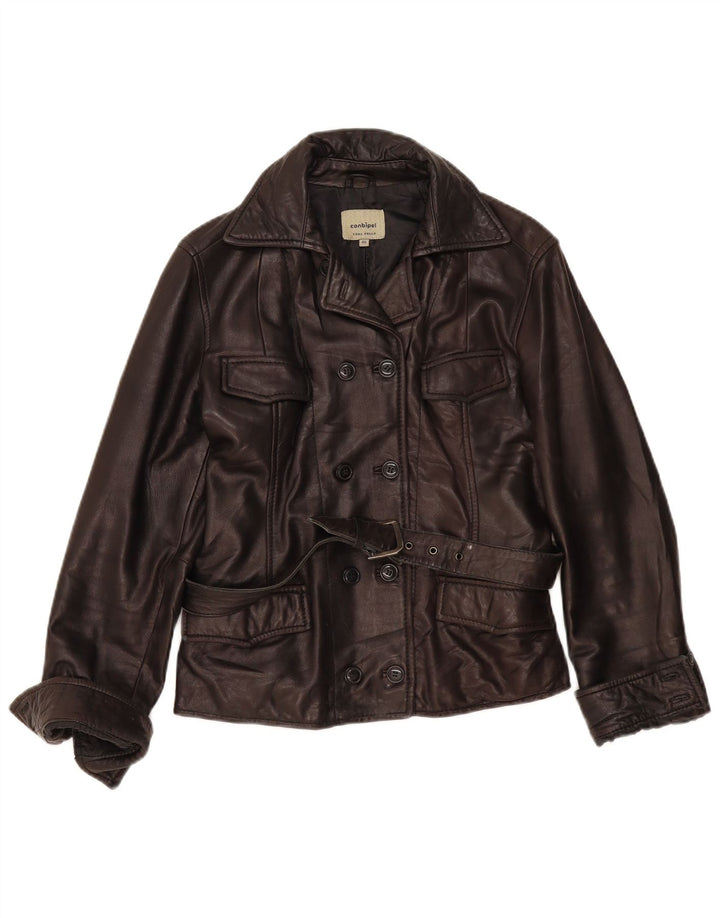 Conbipel Chaqueta de cuero para mujer IT 46 Cuero marrón grande