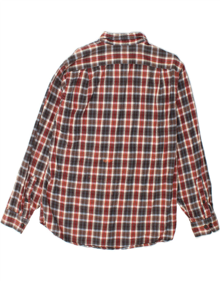 EDDIE BAUER Mens Relaxed Fit Flannel Shirt Medium Red Check Cotton Vintage Eddie Bauer and Second-Hand Eddie Bauer from Messina Hembry 