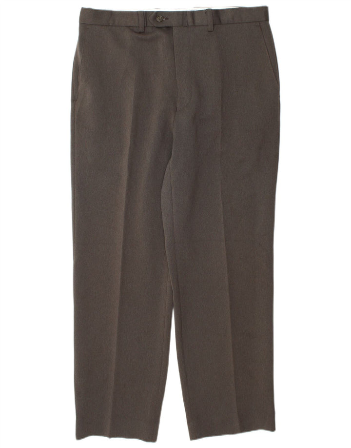 Marks & Spencer Pantalón de traje cónico para hombre W34 L29 Poliéster marrón