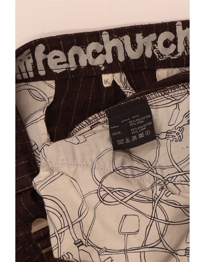 Fenchurch Pantalones cargo rectos para hombre W36 L33 Marrón Poliéster a rayas