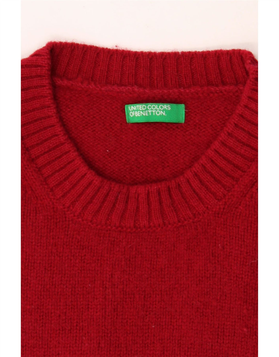 BENETTON Womens Crew Neck Jumper Sweater UK 14 Medium Red Vintage Benetton and Second-Hand Benetton from Messina Hembry 