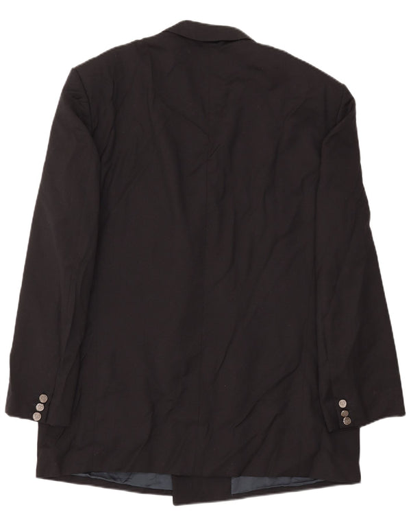 Vintage Mens Double Breasted Blazer Jacket IT 54 2XL Black Wool