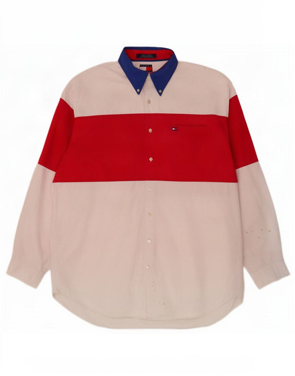 Camisa Tommy Hilfiger Hombre Grande Blanco Colorblock Algodón