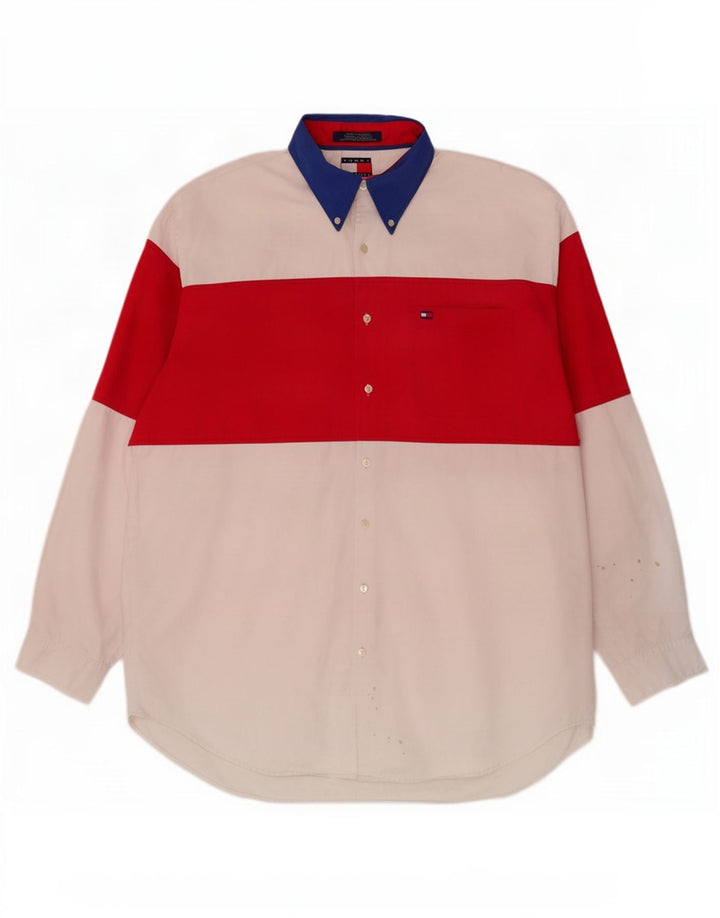 Camisa Tommy Hilfiger Hombre Grande Blanco Colorblock Algodón