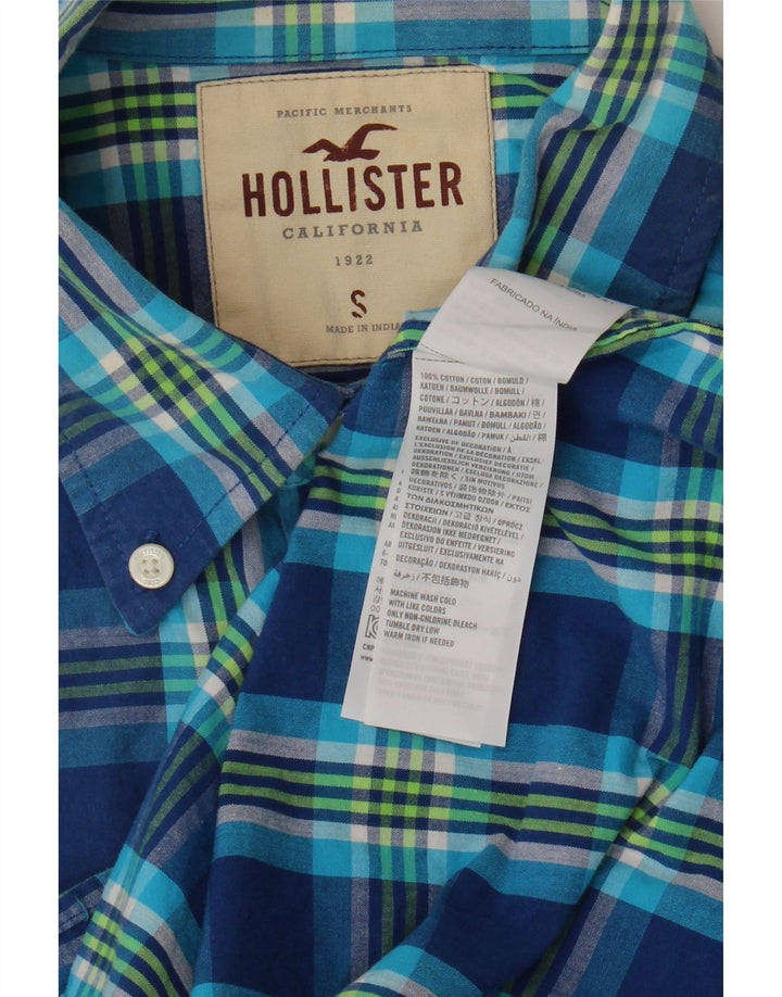 Camisa Hollister Hombre Algodón A Cuadros Azul Pequeño
