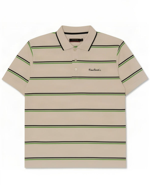 Pierre Cardin Polo para hombre de algodón a rayas blancas grandes