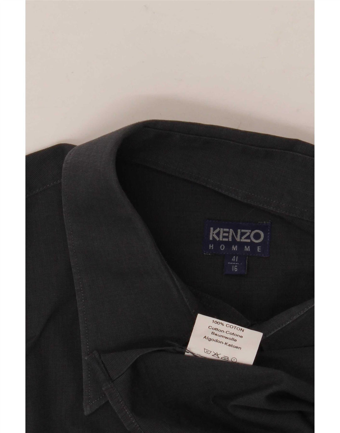Camisa Kenzo Hombre Talla 41 16 Grande Gris Algodón