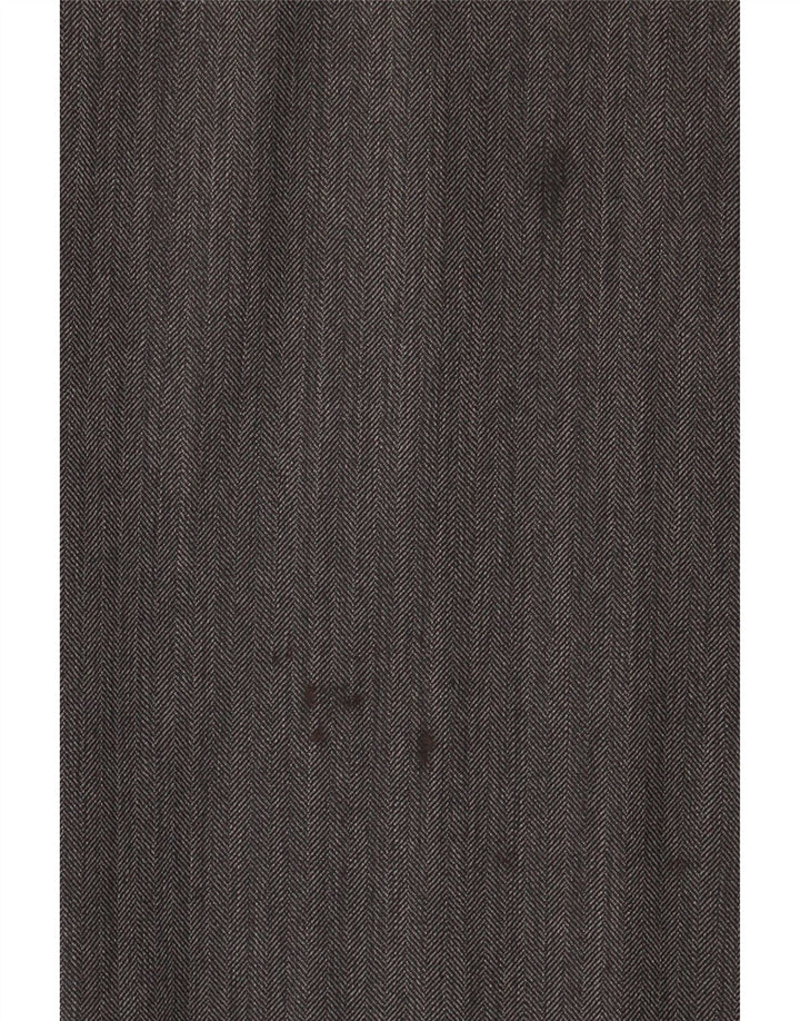 Marks & Spencer Pantalón de traje recto para hombre W36 L31 Lana en espiga gris