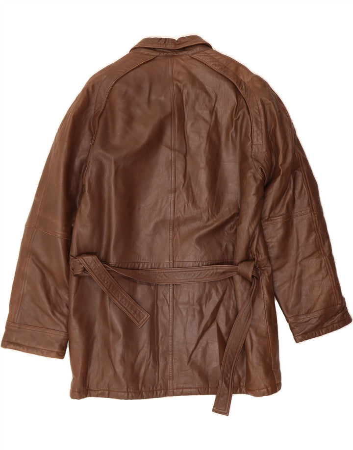 VINTAGE Mens Leather Coat IT 50 Large Brown Leather Vintage Vintage and Second-Hand Vintage from Messina Hembry 
