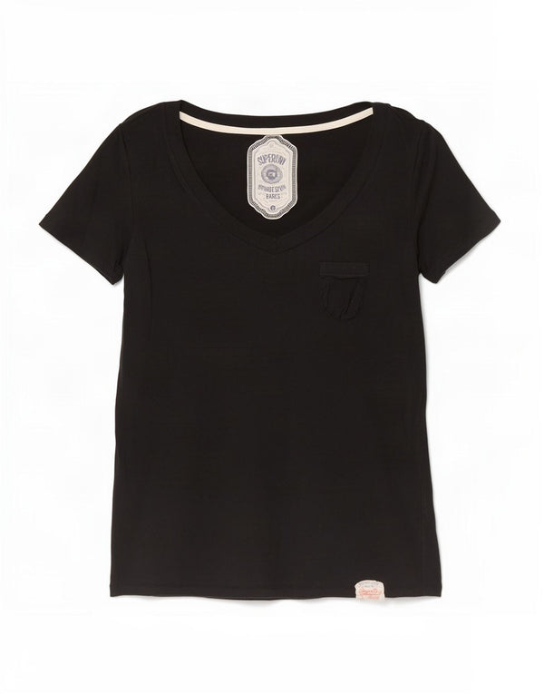 Superdry Camiseta para mujer Top UK 10 Small Black Cotton