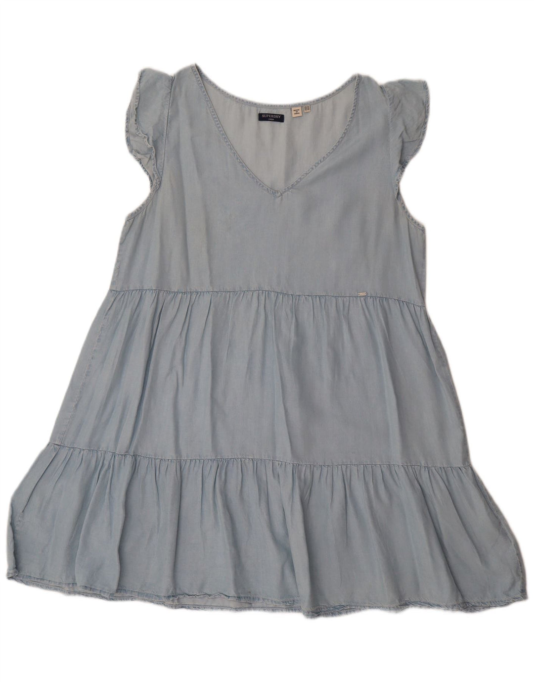 SUPERDRY Vestido acampanado para mujer UK 44 Lyocell azul medio