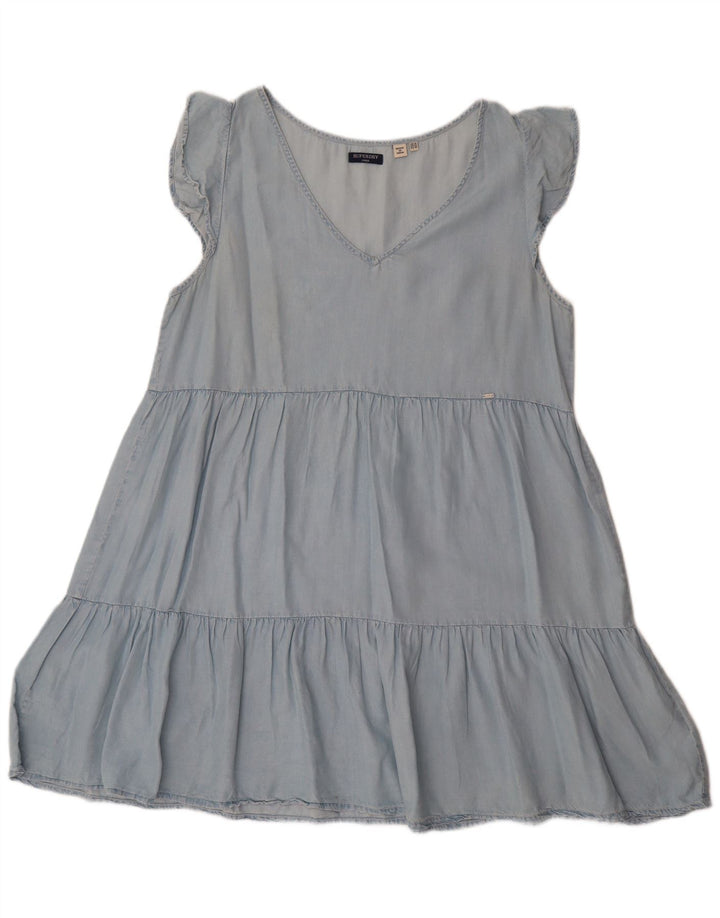 SUPERDRY Vestido acampanado para mujer UK 44 Lyocell azul medio