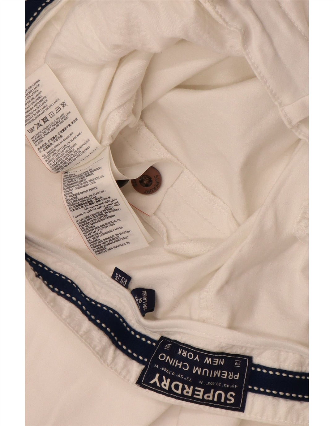 SUPERDRY Pantalones chinos ajustados para mujer UK 40 Large W34 L29 Algodón blanco