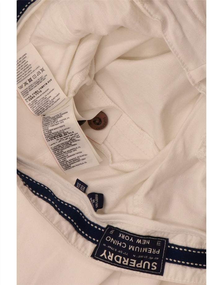 SUPERDRY Pantalones chinos ajustados para mujer UK 40 Large W34 L29 Algodón blanco