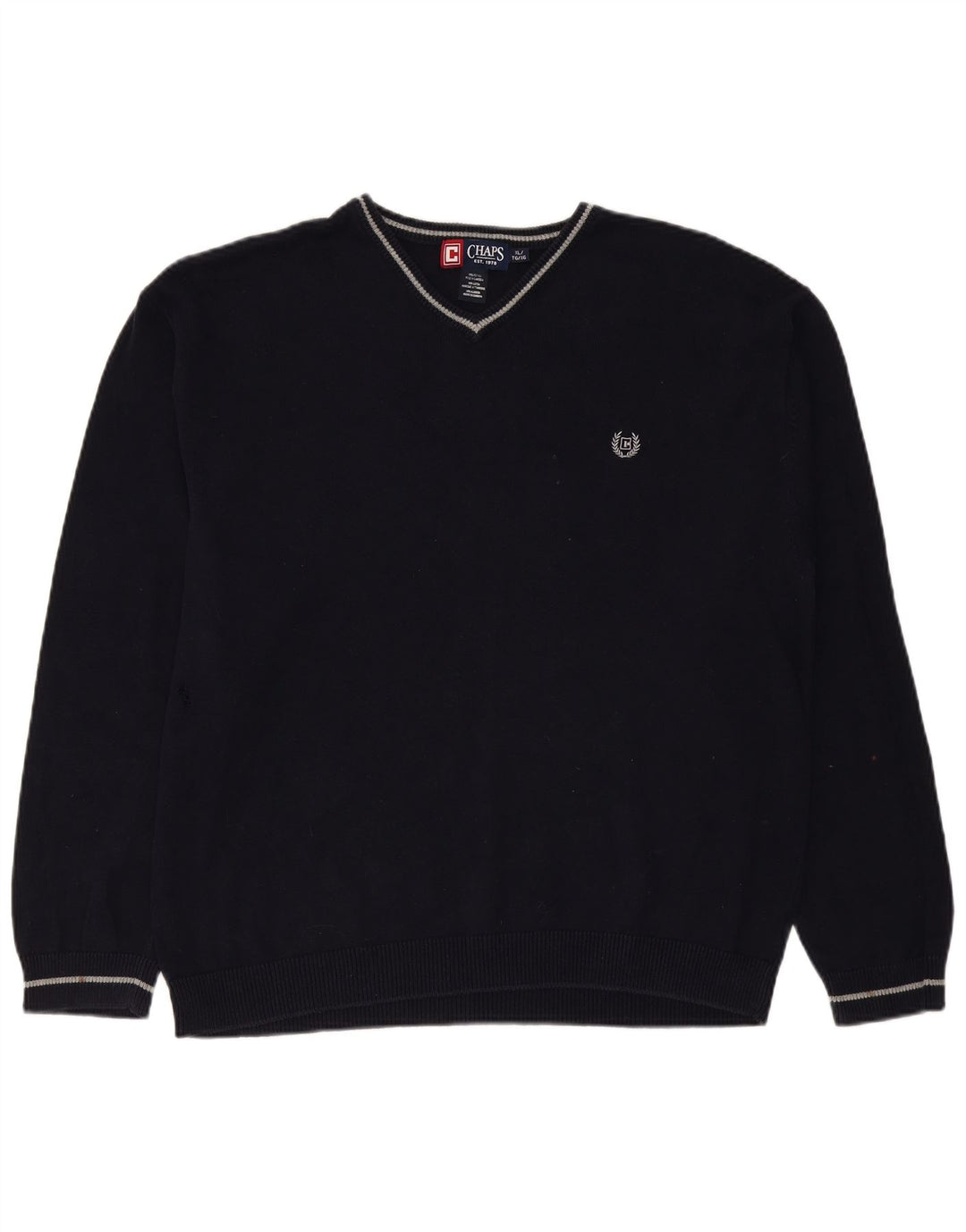 CHAPS Jersey con cuello en V para hombre XL Algodón azul marino