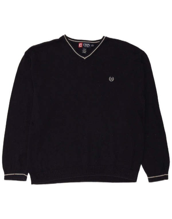 CHAPS Jersey con cuello en V para hombre XL Algodón azul marino