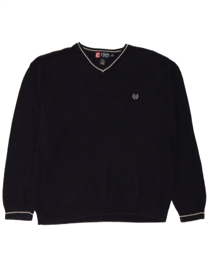 CHAPS Jersey con cuello en V para hombre XL Algodón azul marino