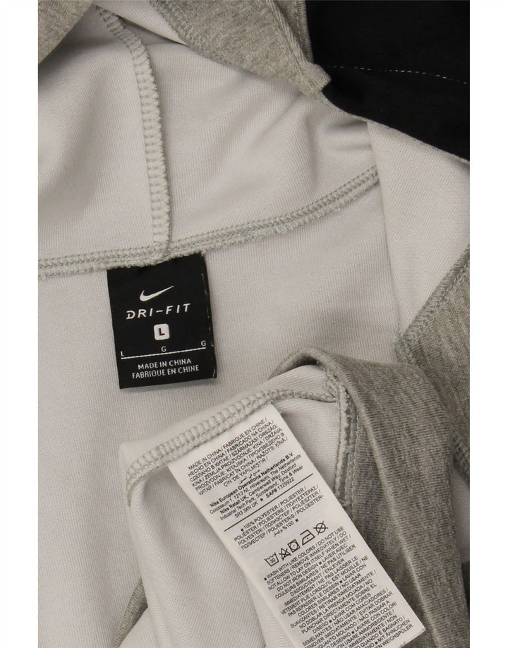 Nike Dri Fit Sudadera con capucha y cremallera para hombre, poliéster moteado gris grande