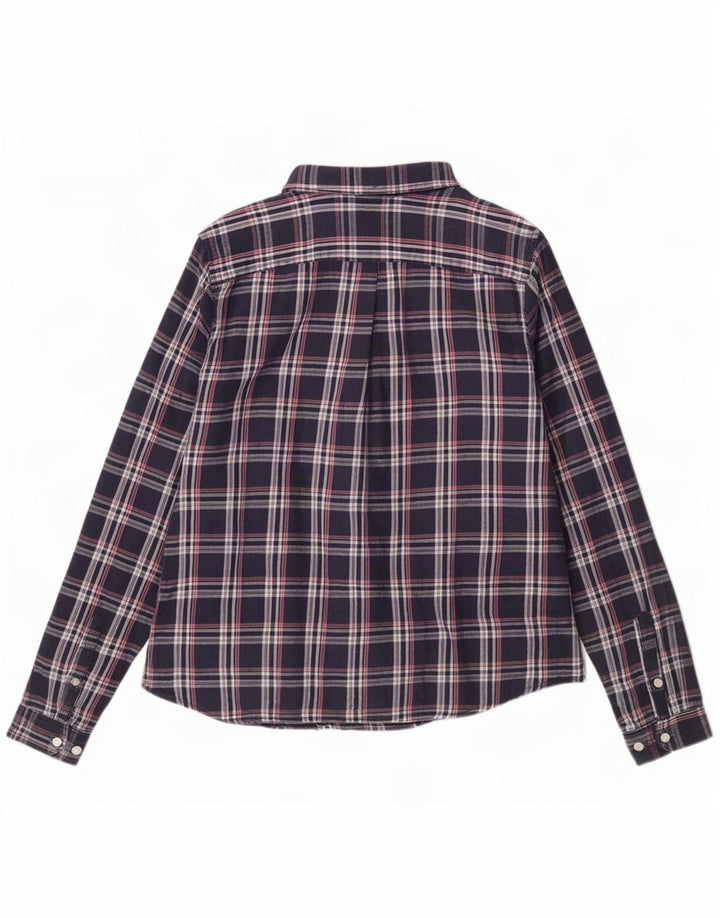 Jack Wills Camisa de franela para mujer UK 12 Medium Azul marino Cuadros Algodón