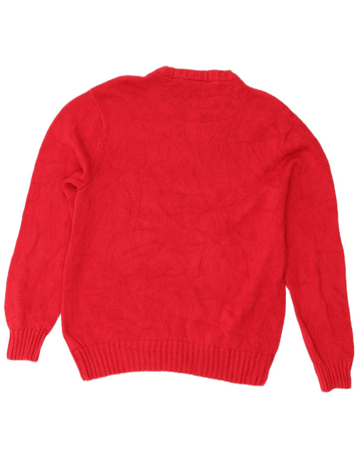 Chaps - Jersey de cuello redondo para hombre, talla grande, algodón rojo
