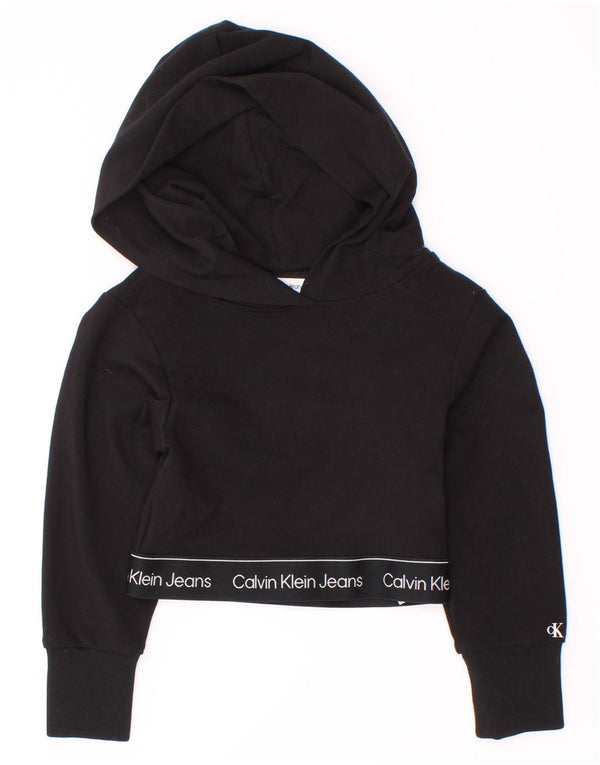 Calvin Klein Jersey con capucha y gráfico corto para niñas 3-4 años Viscosa negra
