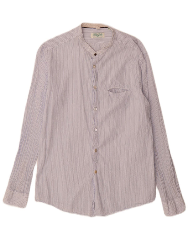 Alley Docks Camisa para hombre grande de algodón a rayas azules