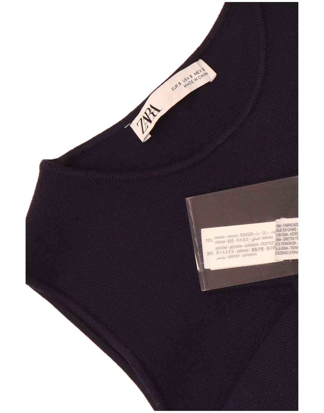 Zara Top tipo túnica sin mangas de gran tamaño para mujer UK 10 Small Azul marino Viscosa
