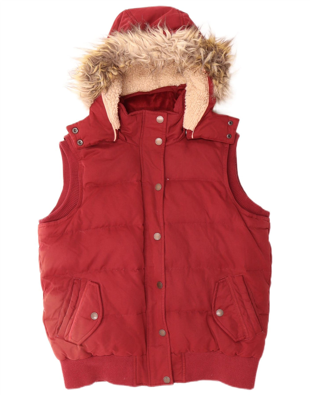 Chaleco acolchado con capucha para mujer Fat Face UK 44 Grande Poliéster rojo
