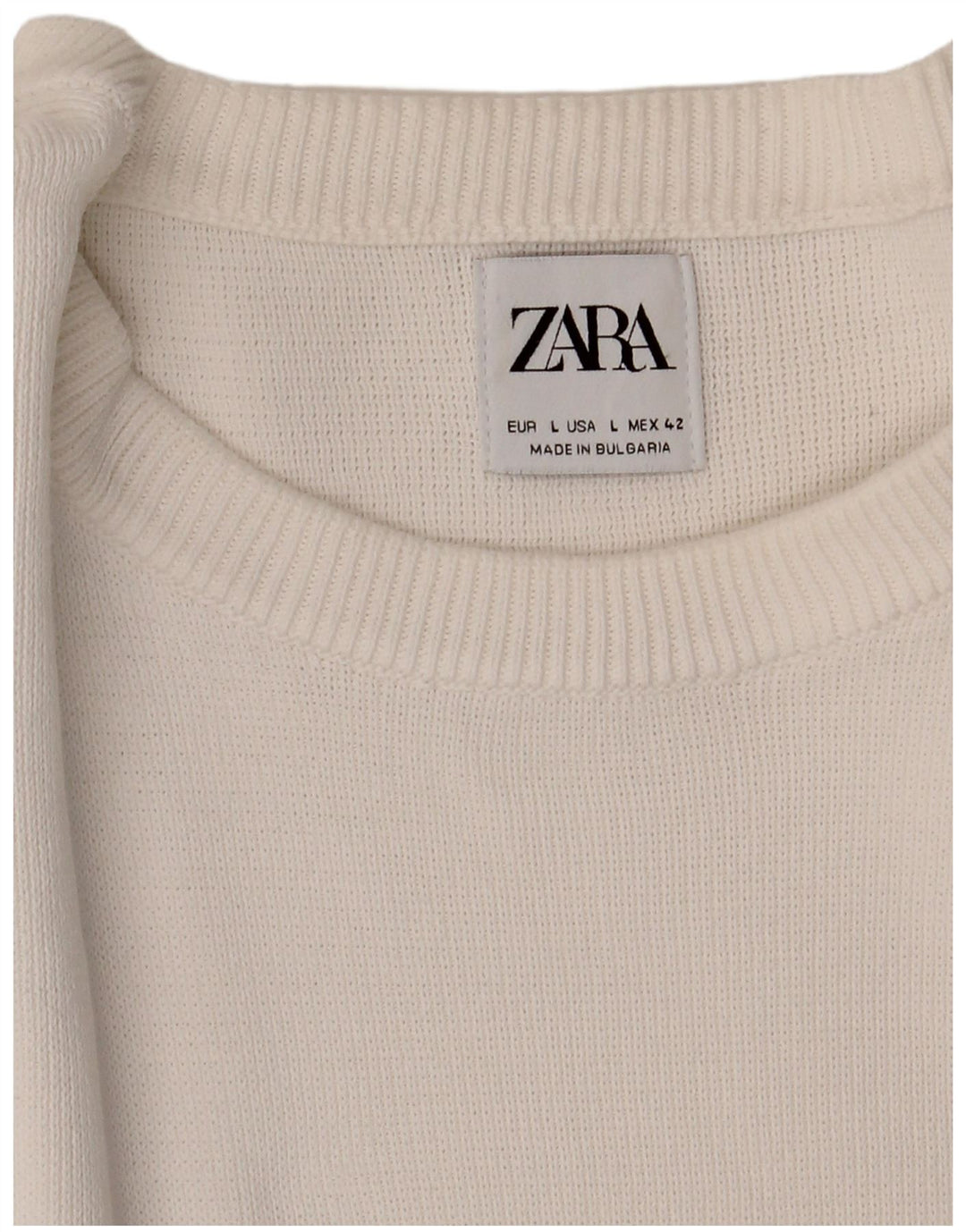 Zara Hombre Jersey De Cuello Redondo Jersey Grande Blanco