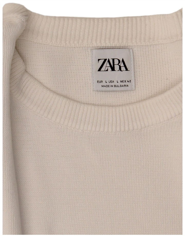Zara Hombre Jersey De Cuello Redondo Jersey Grande Blanco