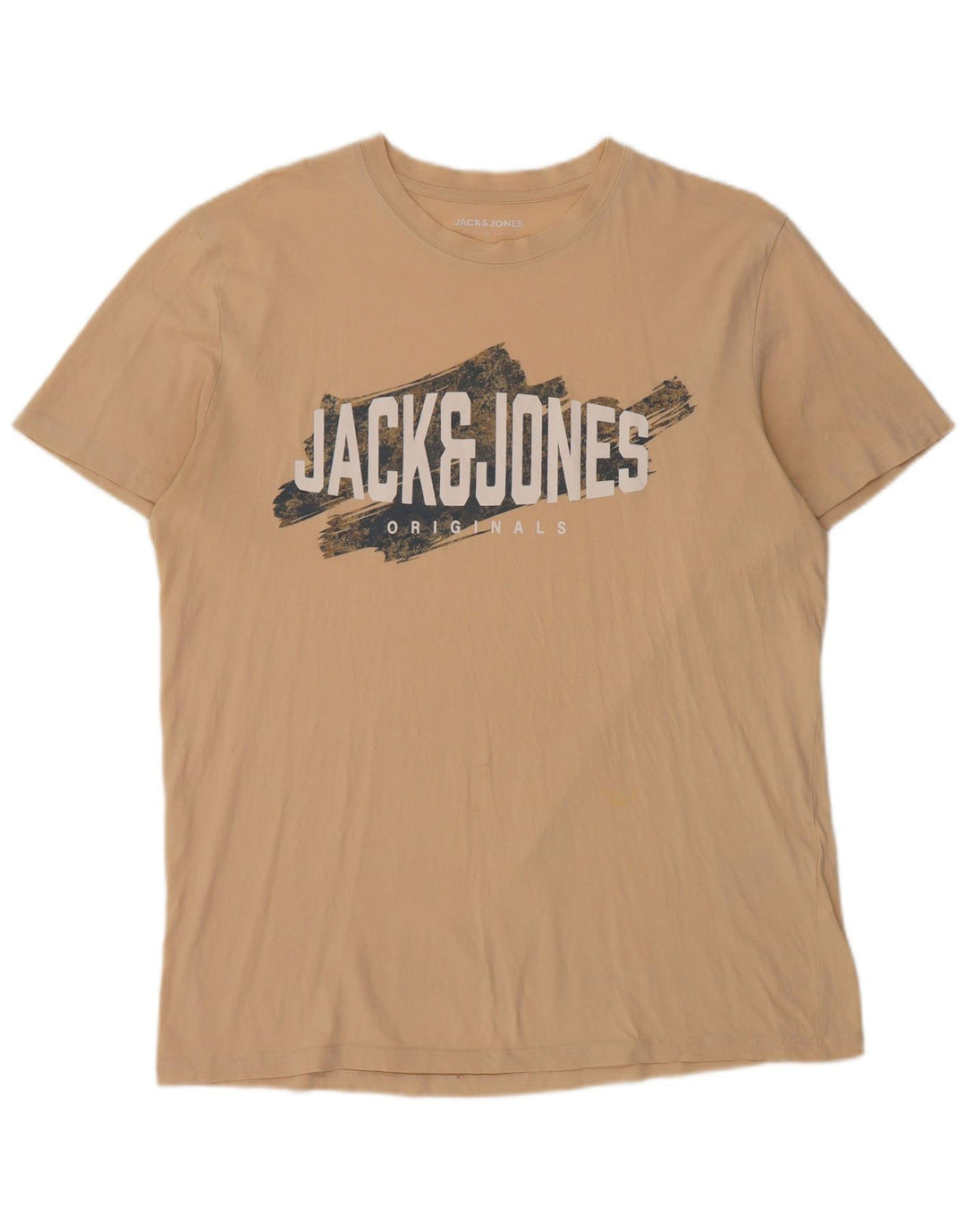 JACK & JONES Hombre Camiseta Gráfica Top XL Algodón Beige