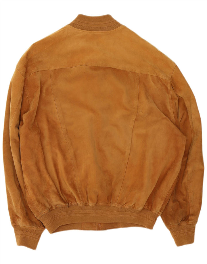 Vintage hombres ante bomber chaqueta IT 54 2XL cuero marrón
